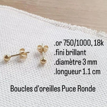 Charger l'image dans la galerie, Boucles d'oreilles Puce Ronde OR
