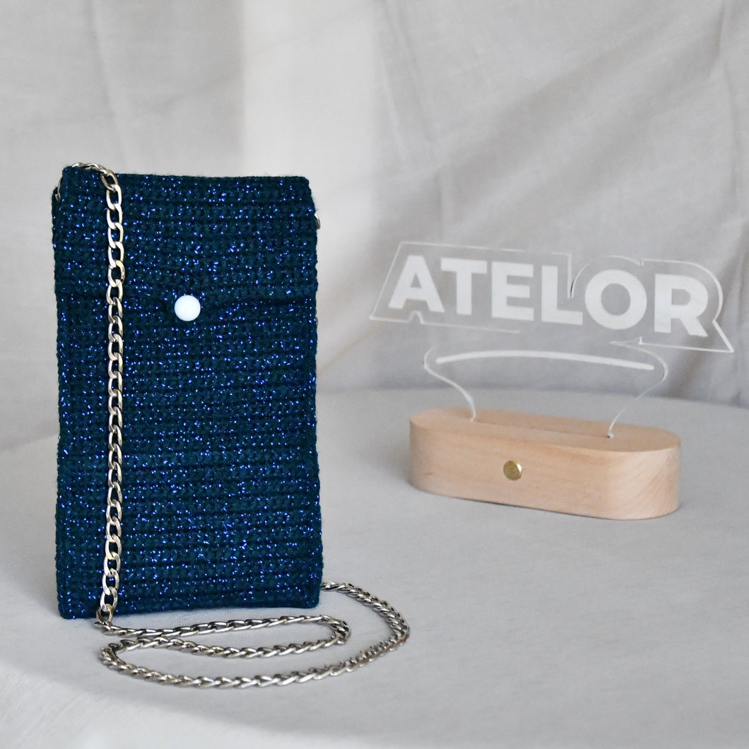Sac de Téléphone Bleu Pailleté