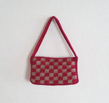 Charger l&#39;image dans la galerie, Sac Checkered en Crochet rouge/vert
