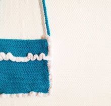 Charger l&#39;image dans la galerie, Sac Anya en Crochet bleu canard/blanc
