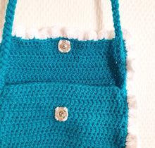 Charger l&#39;image dans la galerie, Sac Anya en Crochet bleu canard/blanc
