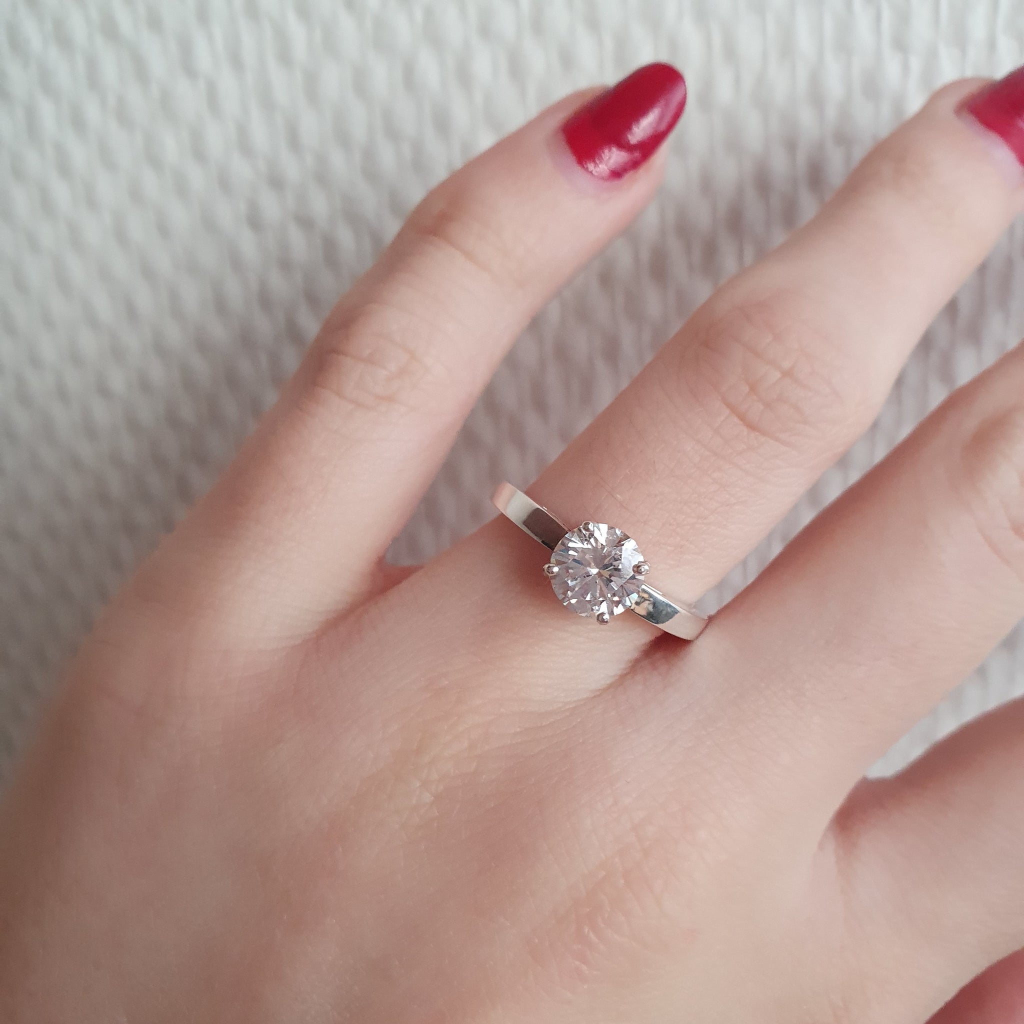 Bague Solitaire Argent Massif 925 – Pierre Rose – Taille 53